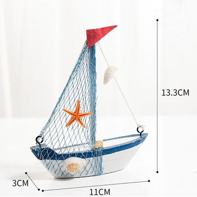 Home Decoration Wooden Crafts DIY Photo Props Micro Landscape Sailing Sailing Model Miniature Figurines Sailboat Ornaments