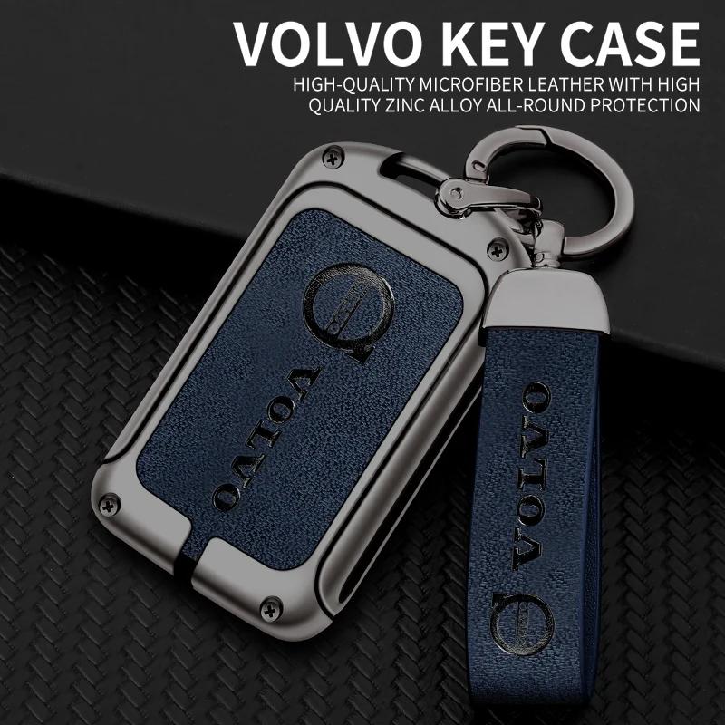Zinc Alloy Leather Car Remote Key Case Cover Shell for Volvo S60 S90 XC40 XC60 XC90 V60 V90 C40 2017 2018 T5 T6 T8 Polestar 1 2