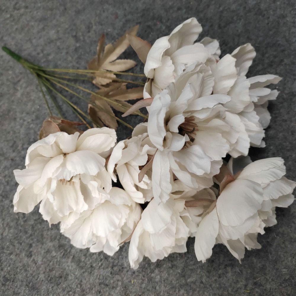 9 Heads Artificial Flower Peony Multicolor Simulation Floral Bouquet  Wedding Ornament