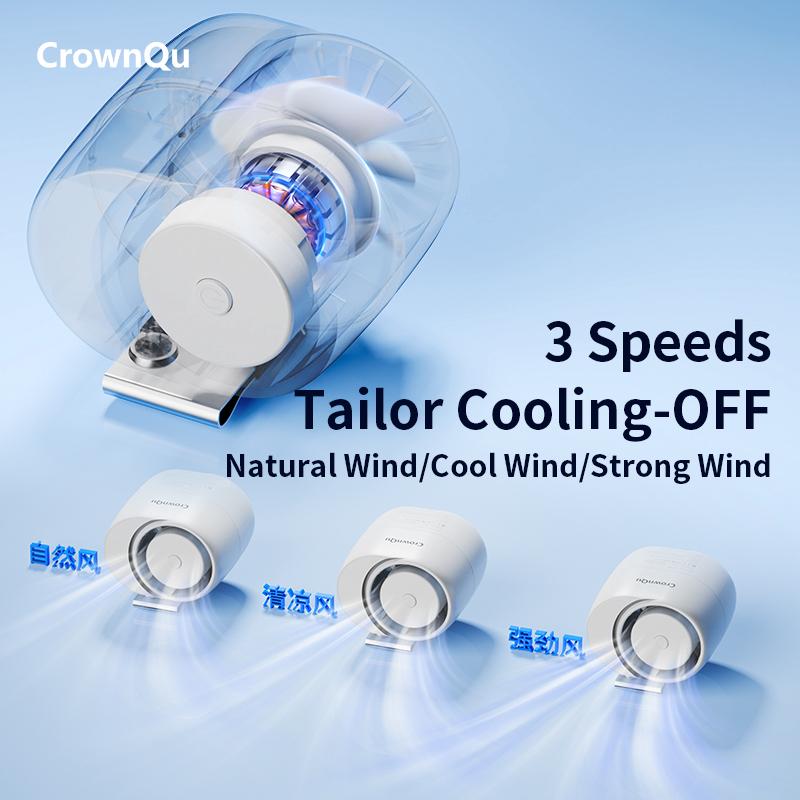 Portable Waist Clip Fan Rechargeable 360° Adjustable Turbocharged Neck 3 Speed Strong Wind for Outdoor Sports Courier Working