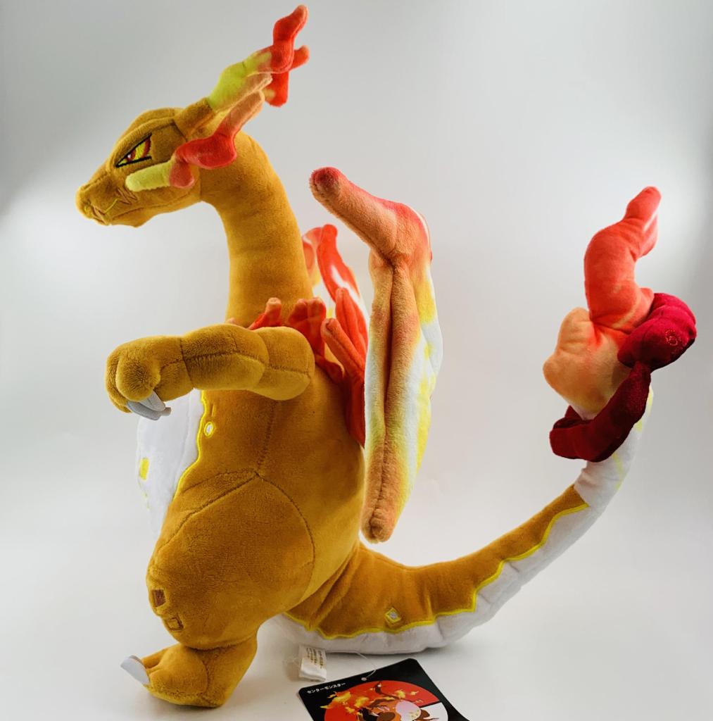 38cm Gigantamax Charizard Shiny Mega Plush Doll with Skeleton - Black and Orange