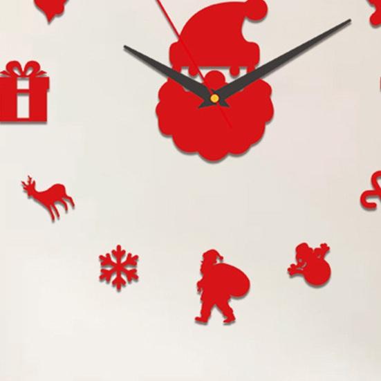 Christmas Santa Claus Wall Clock Glow-in-the-dark Frameless Acrylic 3D Clock Silent Home Office Bedroom Living Room Digital Analog Clock Decoration