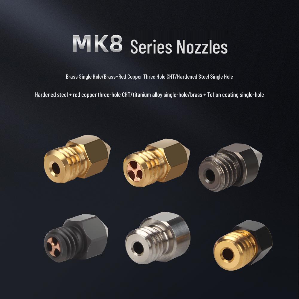 High-Flow MK8 Nozzle: 3D Printing Brass & Titanium Alloy, Hardened Steel, 1.75mm Print Head Accessory.