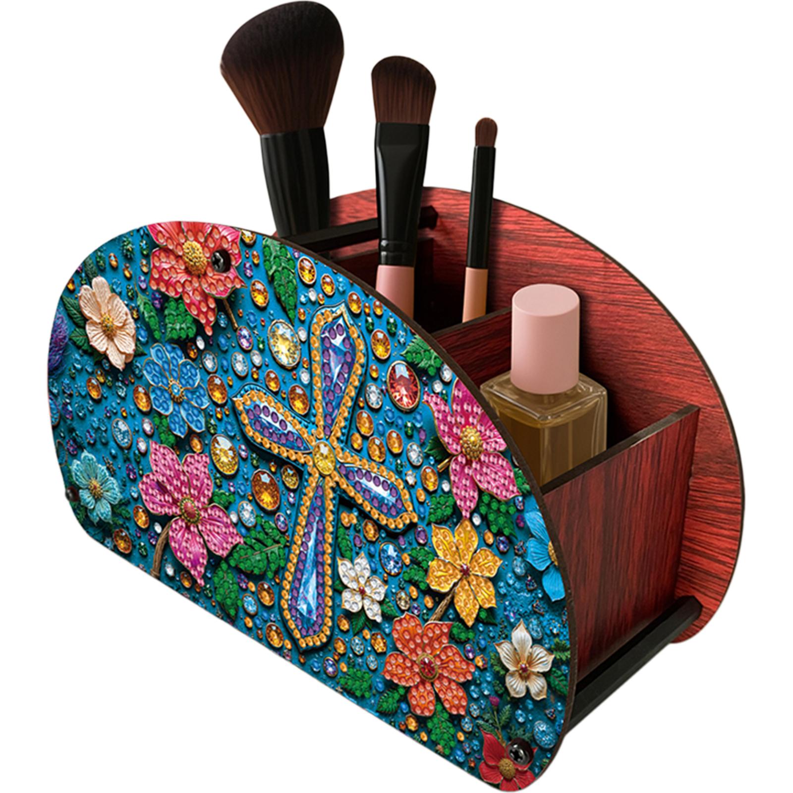 

DIY Wooden Diamond Painting Makeup Brush Storage Box Animal Design Diamond Painting Art Kit Desktop Storage Box Desk Accessories