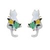 Korean Sweet Style Flower & Cat Stud Earrings