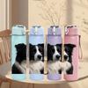1PC Black White Border Collie Dog 750ml Color Plastic Sports Water Bottle Leakproof Flip Straw Lid Suitable for Sports Office Home Use
