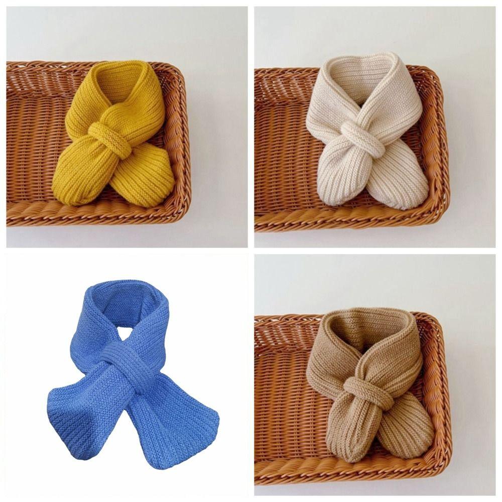 Solid Color Kids Knitted Scarf Casual Winter Knit Scarves Fashion Boys Girls Scarf  Baby