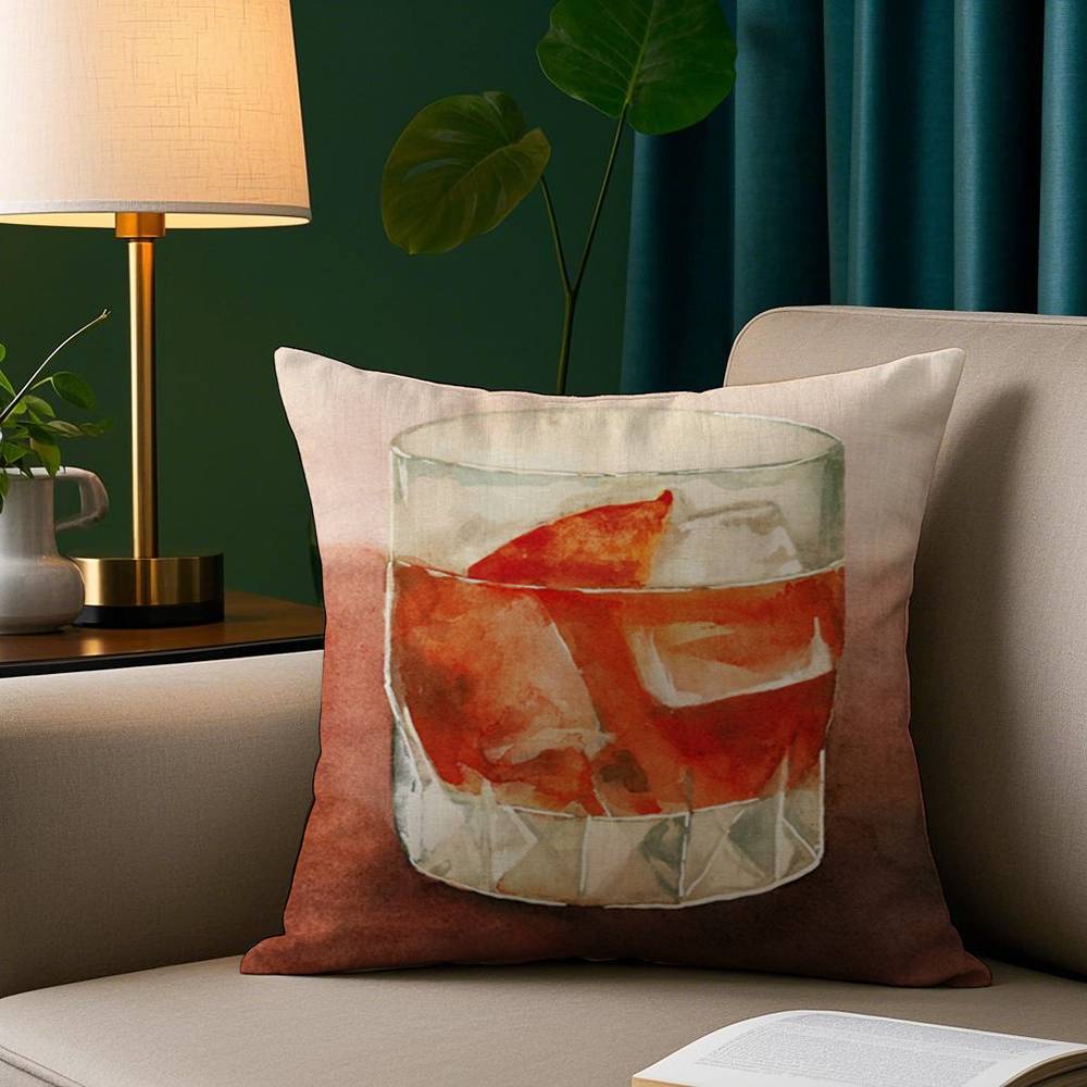 Warm Cocktail Art Pillow Case Plush Fabric Soft Pillowcase Double Sided Print Sofa Cushion Cover Throw