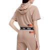 FILA X Magic Stick Collaboration Solid Color Casual Hooded Short Sleeve T-Shirt Women Tops Light-Khaki F11W329112F-DK