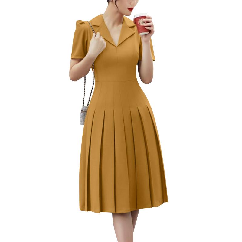 

ZANZEA Женское повседневное летнее платье с отложным воротником и коротким рукавом 4XL коричневый