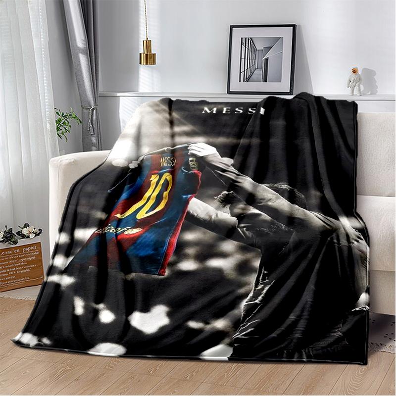Goat M-Messi Football Sport Star Flannel Blanket Soft Warm Throw Blanket for Bedroom Living Room Bed Travel Camping Picnic Gift