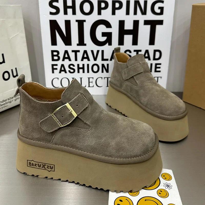 

Женские кроссовки на платформе, туфли на плоской подошве, замшевые повседневные туфли для женщин 2025 года, модные зимние туфли для ходьбы в стиле ретро, новые туфли Zapatillas Mujer 40 хаки
