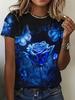 Women's Cute Dog Pattern T-shirt Cute Animal 3D Printed T-shirt Summer Fashion Loose Short Sleeve Round Neck Top