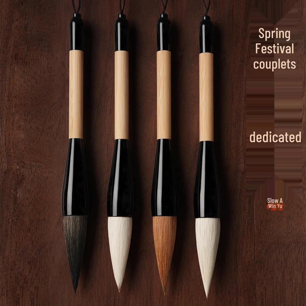 Large Calligraphy Brush for Spring Festival Couplets - Mixed Bristles (Sheep, Wolf, Bear Hair) for Big Characters & Chinese Painting