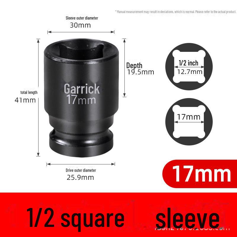 Viereckige Stecknusshülse mit Vierkantkopf, zwei äußere Vierkantlöcher, 22/24 Dafei, 12,5 mm, kleiner Luftkanonenschlüssel.