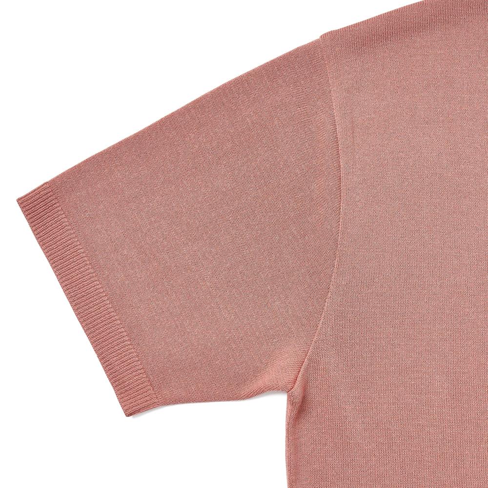 VERNO [Casual]Linen Like Button Polo Knit Pink