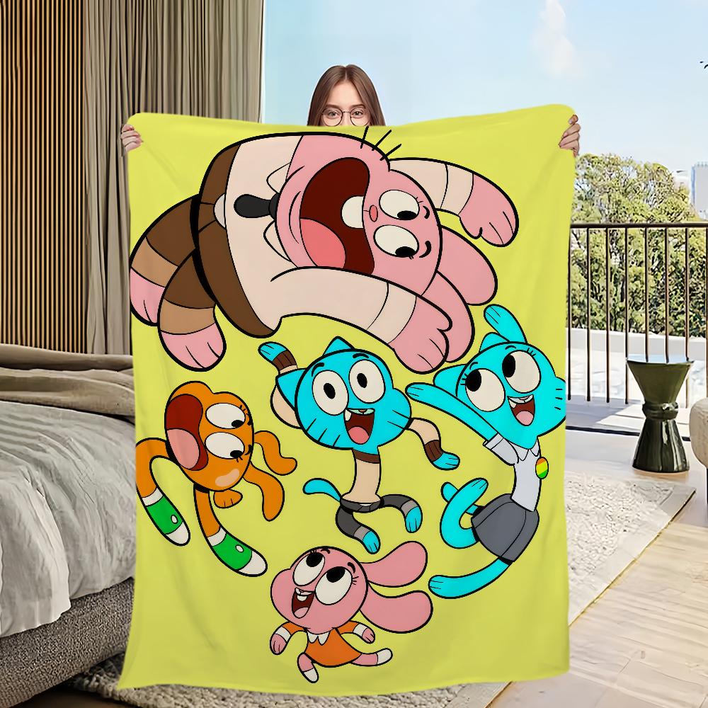 cartoon funny art Flannel warm soft plush blanket sofa living room hogar of G-gumball bedroom W-world travel gift home A-Amazing