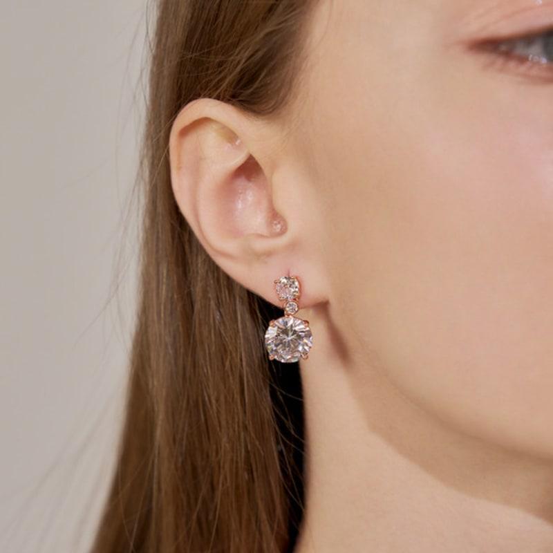 CRANNE 14K Große Zirkonia Tropfenohrringe (Goldener Pin) C24EGP195