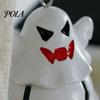 Retro Wooden Bead Decor Halloween Ghost Bell Hanging Decor, Cute Resin Door Ornament with Star Base, Funny Decorations Spooky Festive Hanger for Home