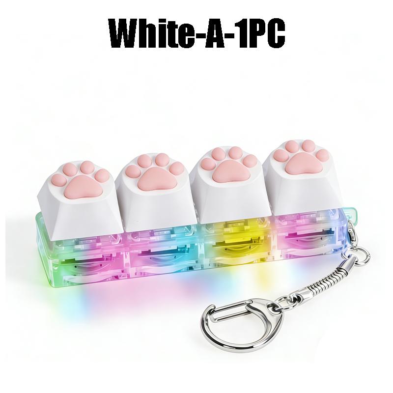 Led Light-Up Keychain Keyboard Clickable Button Fidget Toy For Stress Anxiety Relief Portable Desk Accessory Office Decor Gift