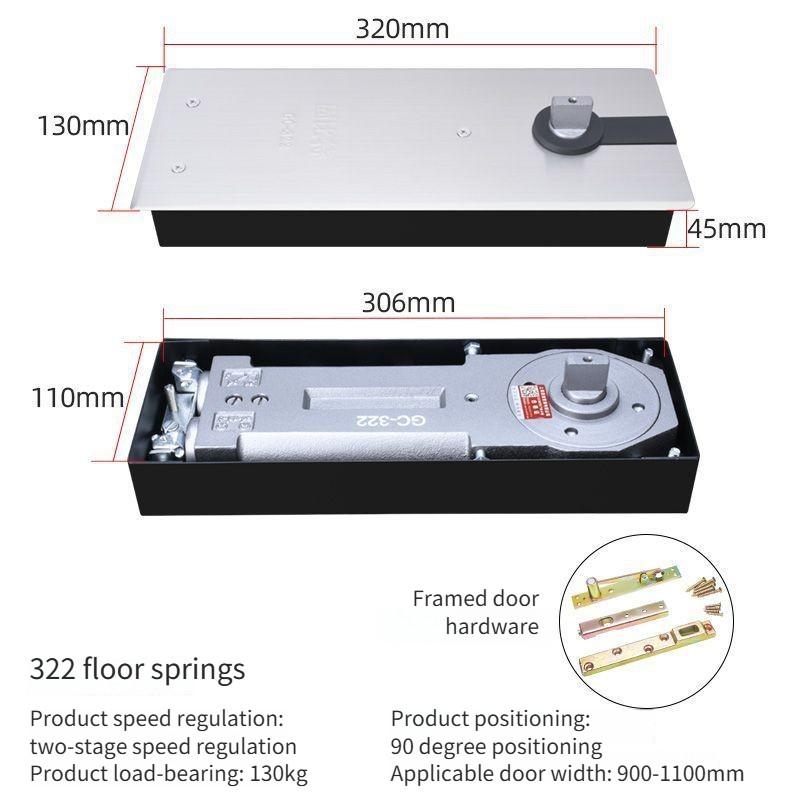 Glass Door Hydraulic Buffer Floor Spring Retail Shop Frameless Door/ Framed Door Universal Floor Hinge