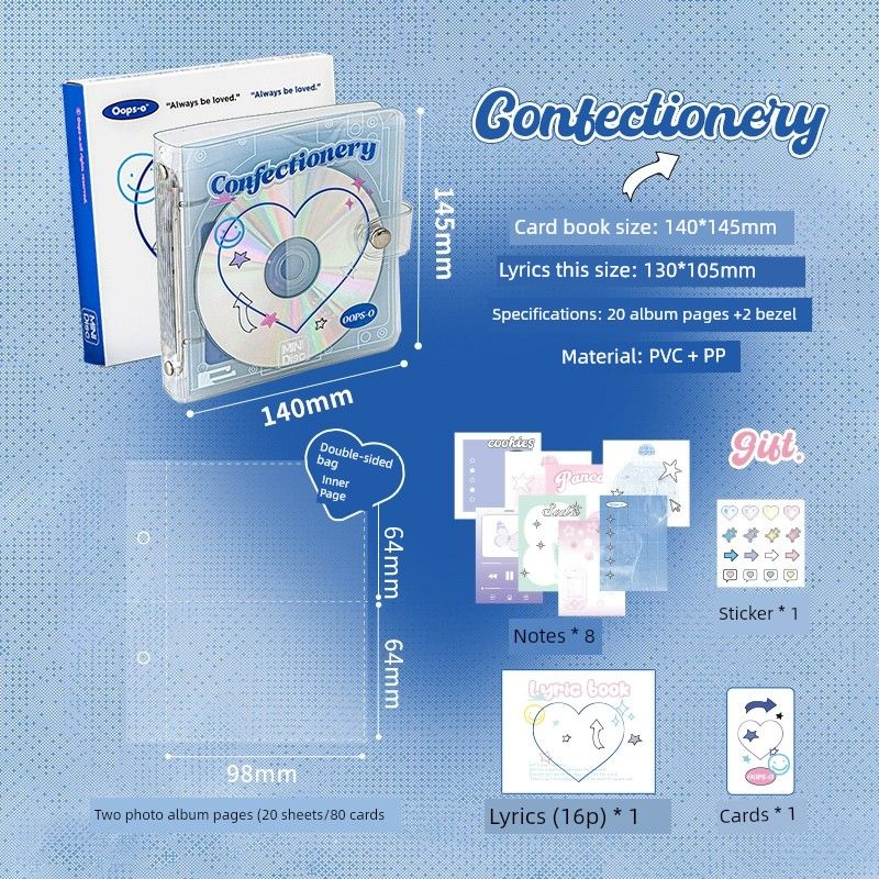 

Oopsday Card Binder Polaroid Album Second Palace Grid Storage Book Loose-Leaf Postcard Album Mini Truck Star-Chasing Storage confectionery (blue)