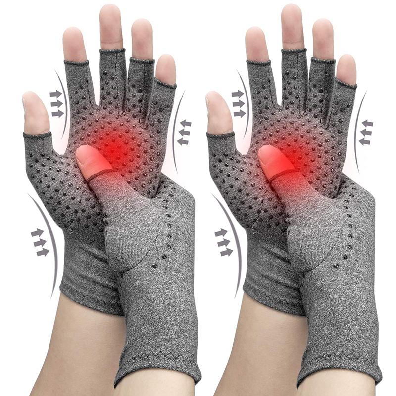 Half Finger Compression Gloves Grey Relieve Arthritis Pain Instantly Anti Slip Pressure Gloves For Men Women