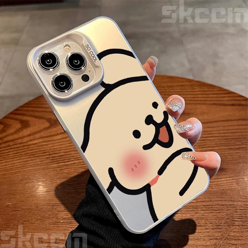 Милый щенок гальваническое серебро чехол для телефона для iPhone 11 12 13 14 15 16 Pro Max X XS XR 7 8 Plus мультяшный парный жесткий чехол
