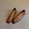 Sheepskin~ Minimalist Row Style Leather Versatile Flat-bottomed Laden Shoes One Pedal Retro Light Mouth Single Shoes Square Head Polishing Shoes