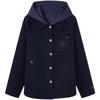 Bear Letter Hooded Wool Blend Coat