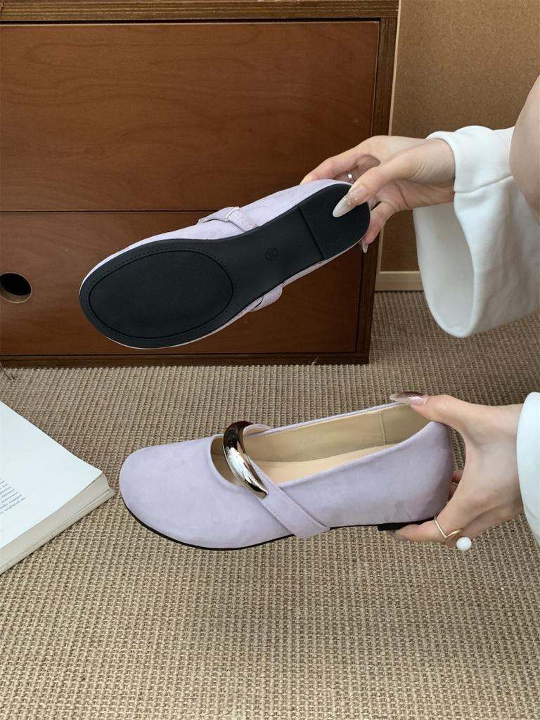 Korean French gentle evening breeze shallow mouth small single shoes women's spring and summer 2025 fashion metal buckle Mary Jane shoes