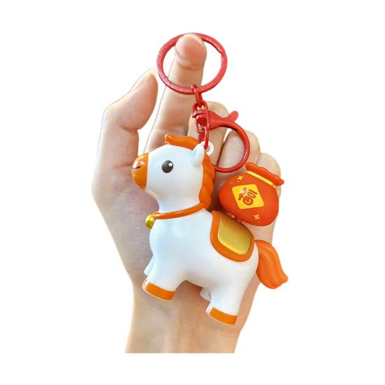 Portable Keychain Rotating Horse Design Key Ring Compact Size Horse Charm Miniature Decompression Toy