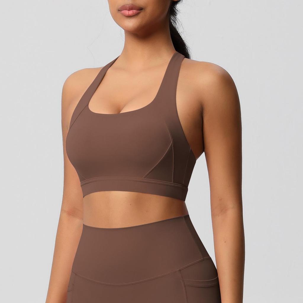 Cross-Border High-Impact Brushed Sports Bra for Yoga, Pilates, Running, and Fitness