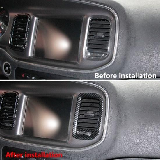 Carbon Fiber Air Vent Outlet AC Frame Cover Trim kit For Dodge Charger 2011-2014