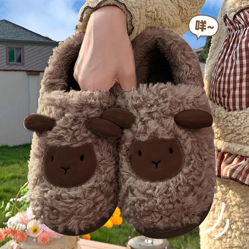 Postpartum cotton slippers for women, autumn and winter bags, anti slip indoor living, home furnishings, couples, cotton shoes for men, winter