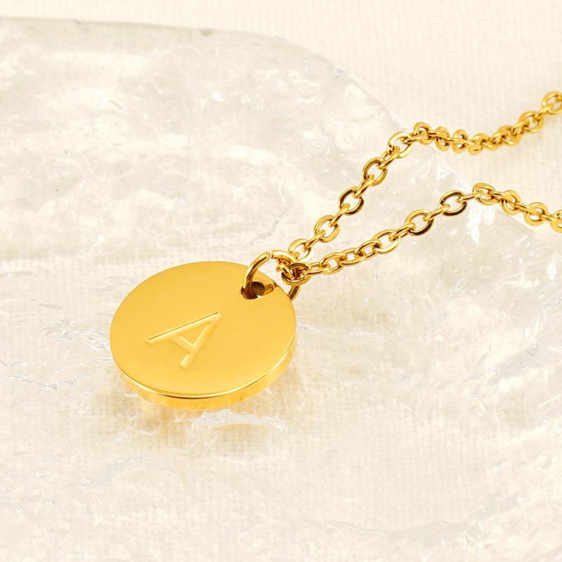 Round stainless steel 26 English letters necklace pendant mirror DIY jewelry accessories 26 letters