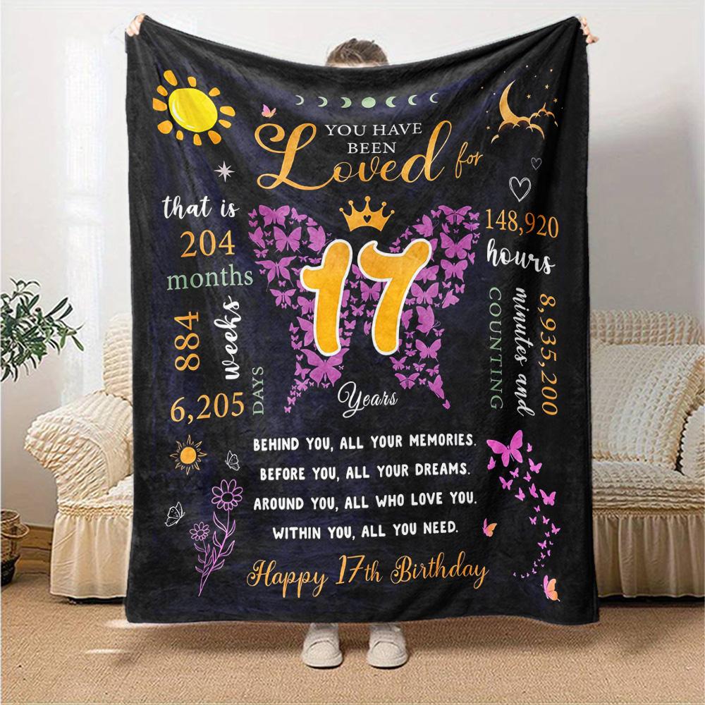 17Th Birthday Celebration Multi-purpose Blanket Comfortable Suitable for Sofa Couch Office Bed Picnics Ideal Gift for Friends Picnic Accessory Y10