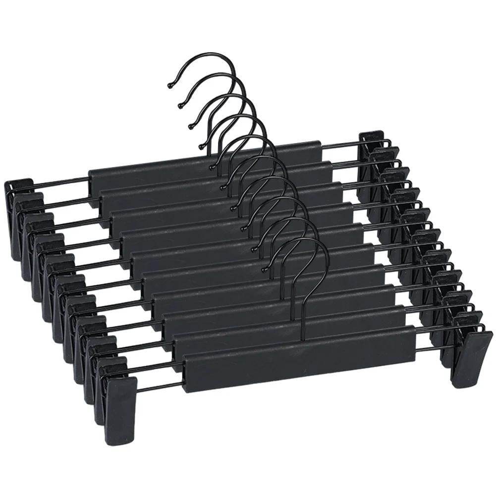 

10pcs Adjustable Pants Hangers With Clips Anti-slip Metal Space Saving Clothes Organizer For Skirt Socks Lingerie чорний