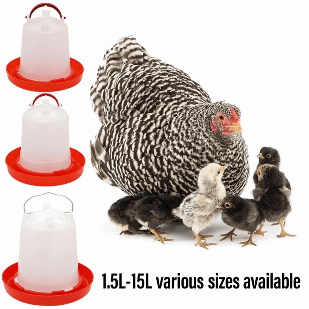 1.5L 8L 15L Poultry Drinker Feeder Plastic Water Container Durable Bird Chick Waterer Chicken Coop