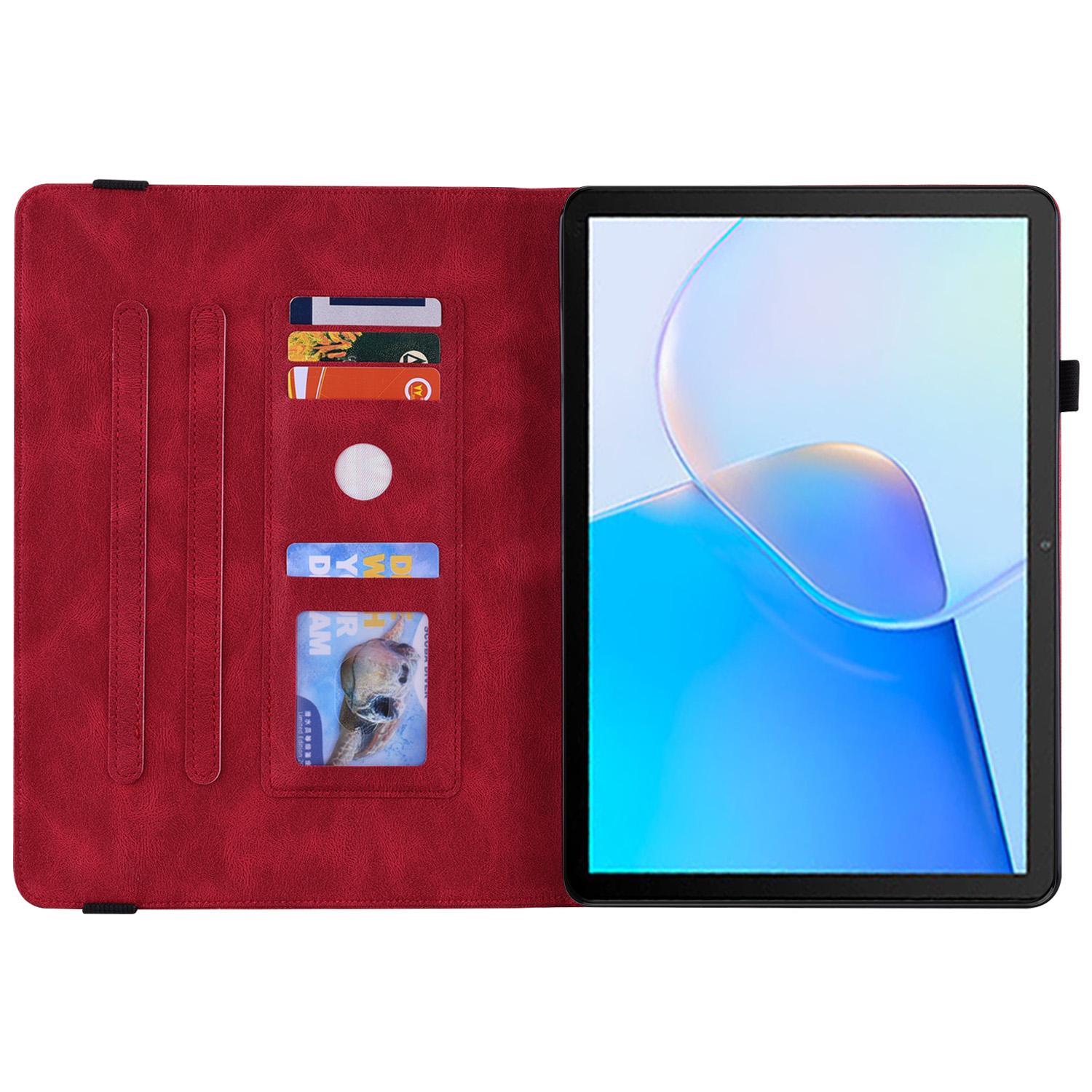 

For Huawei MatePad SE 10.4 inch Flip Cover,Butterfly Flower Imprinted PU Leather Card Holder Stand Tablet Case with Pencil Holder Red
