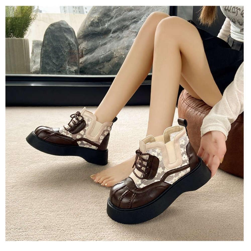 Women's Chunky Sole Ankle Boots - 2025 Summer Mesh Martin Boots Flat Platform Sandal Booties