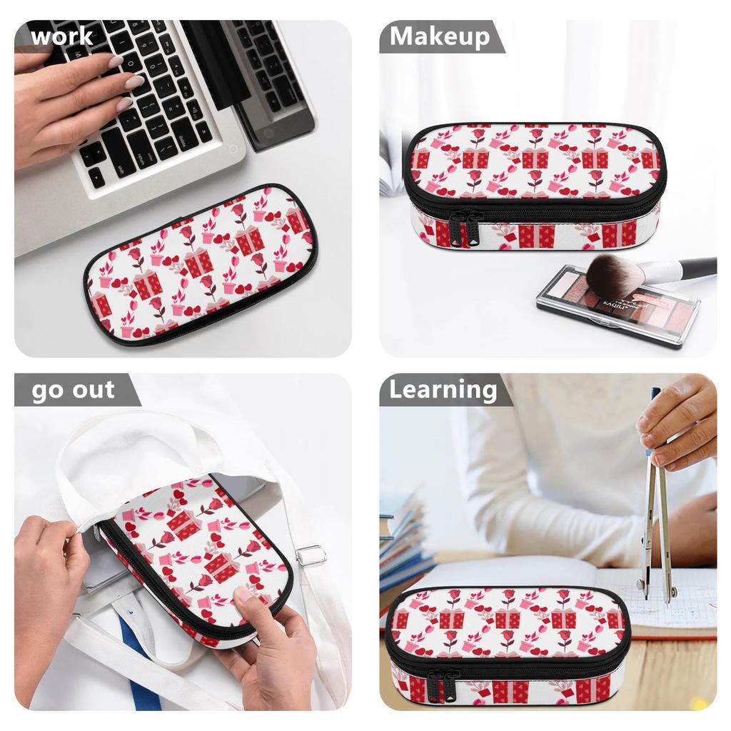 Pen Case Multi Compartment Secure Zipper 300D Polyester with Main Pocket Mesh Layer and Removable Pen Divider for Daily School Use