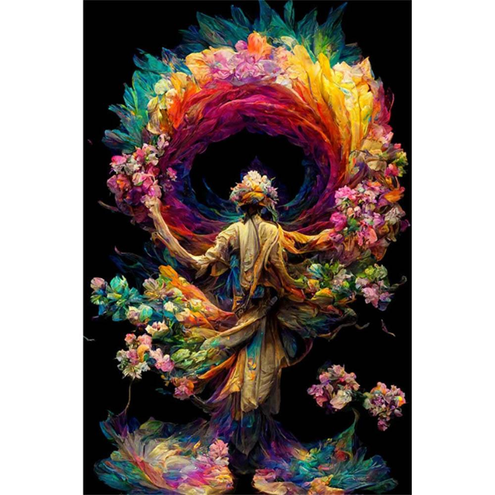 

Flower Man Diamond Painting Kit, DIY Gemstone Rhinestone Cross Stitch Craft and Crafts Decoration Home Wall Mural Round 20x30cm