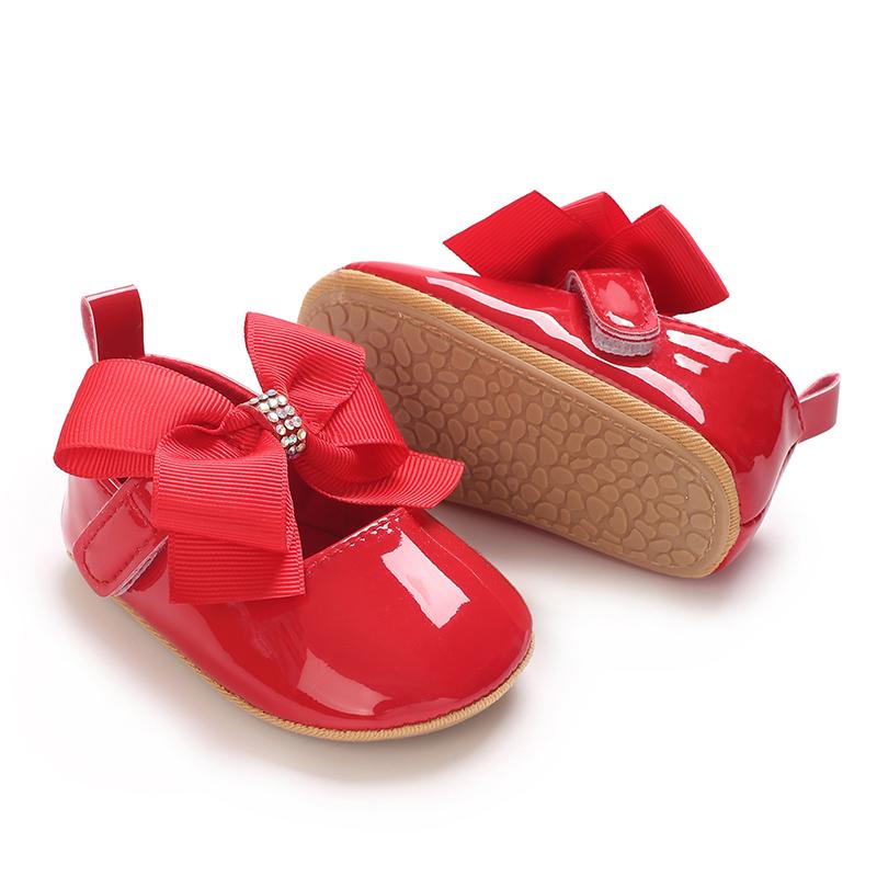 Lindos Zapatos de Bebé de Princesa Edición Primavera y Otoño Decoración de Lazo de Mariposa Suela Suave de PU Adecuado para Bebés de 0 a 1 Año