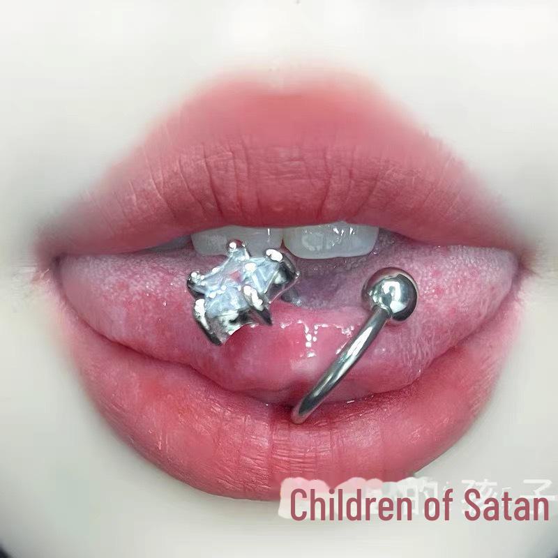 Piercing de langue en acier titane de type S Satan's Child