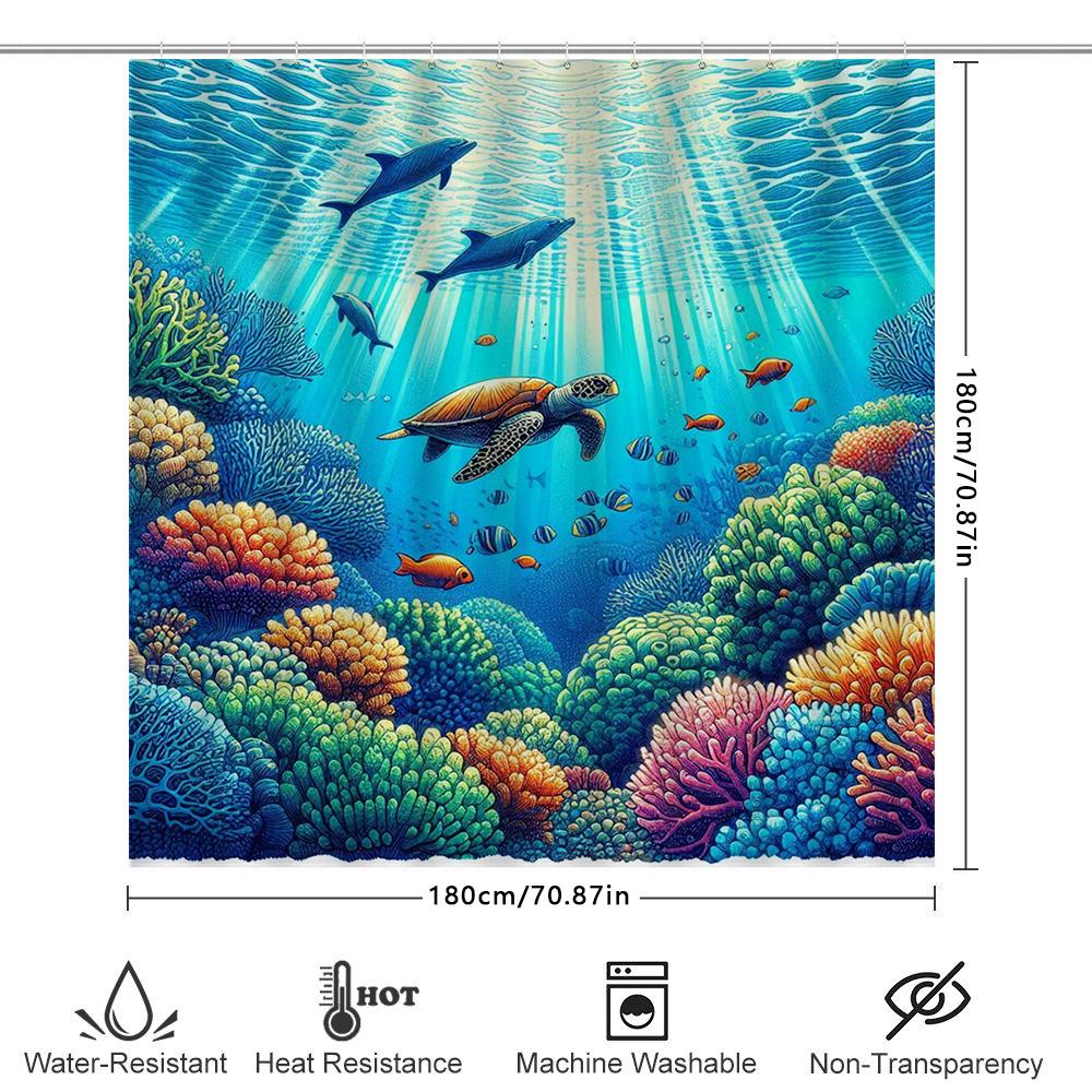 Beautiful Underwater World Shower Curtain With Tropical Fish And Coral Reef Waterproof Fabric Bathroom Decor For Kids And Adults