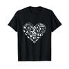 T Shirt with Music Band Design Heart Notes and Instruments Casual Soft Streetwear Designer Clo