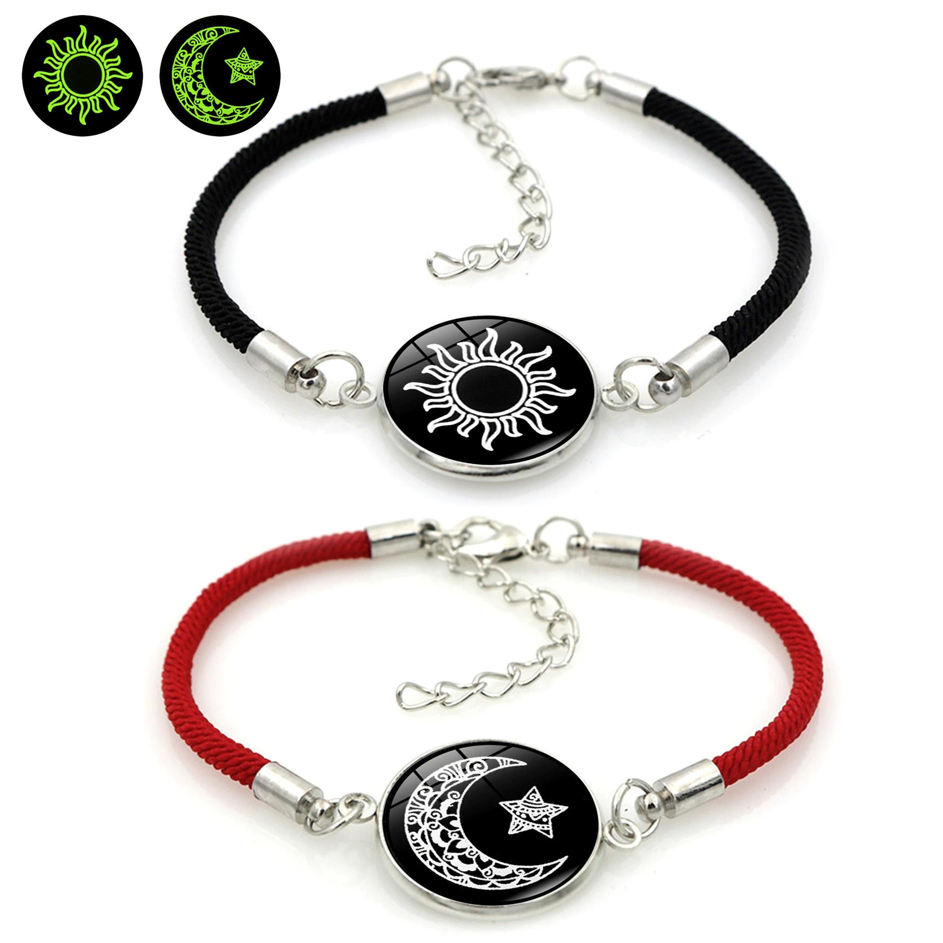 

2 шт. Модные светящиеся плетеные браслеты «Солнце и Луна» для влюбленных, парные браслеты, модные украшения на День святого Валентина, подарки для девушки