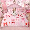 Homewish Cartoon Bowknot Duvet Cover Set 2pcs/3pcs for Girls, Pink Bow-Tie Bedding Set, Princess Bow Knor Ribbon Bed Set