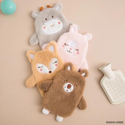 Hot Water Bottle With Cover Cartoon Frog Rabbit Warm Bag Plush Hot Water Bottle Protective Removable Hot Water Bag Cover